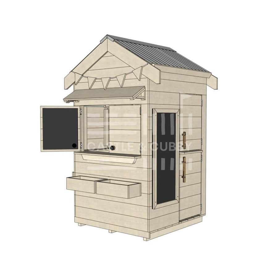 Pitched roof extra height raw wooden cubby house residential and family homes little square accessories