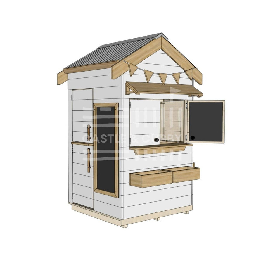 Pitched roof extra height painted wooden cubby house residential and family homes little square accessories