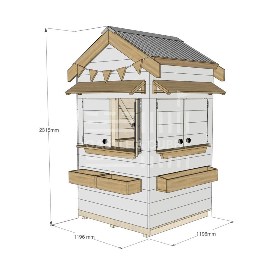 Pitched roof extra height painted wooden cubby house residential and family homes little square dimensions