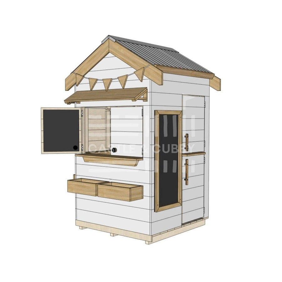 Pitched roof extra height painted wooden cubby house residential and family homes little square accessories