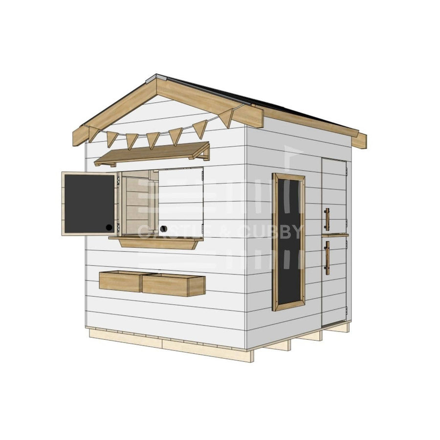 Pitched roof extra height painted wooden cubby house residential and family homes midi square accessories