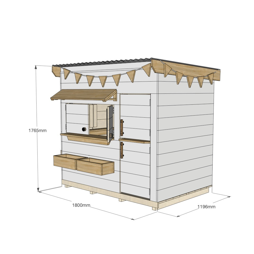 Signature Style: Flat Roof Wooden Cubby House