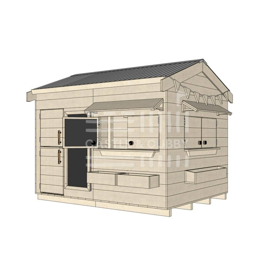 Pitched roof raw pine timber cubby house residential and family homes large rectangle accessories