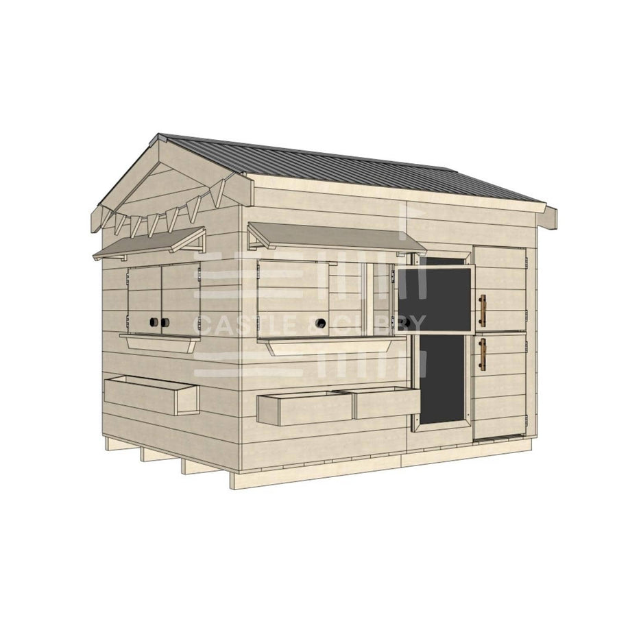 Pitched roof raw wooden cubby house residential and family homes large rectangle accessories