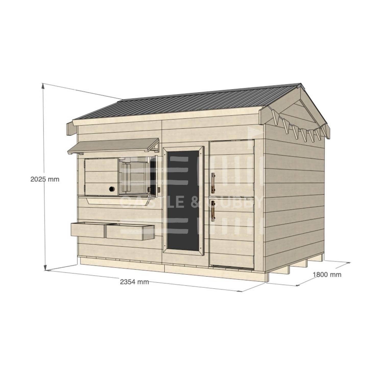 Pitched roof raw wooden cubby house residential and family homes rectangle dimensions