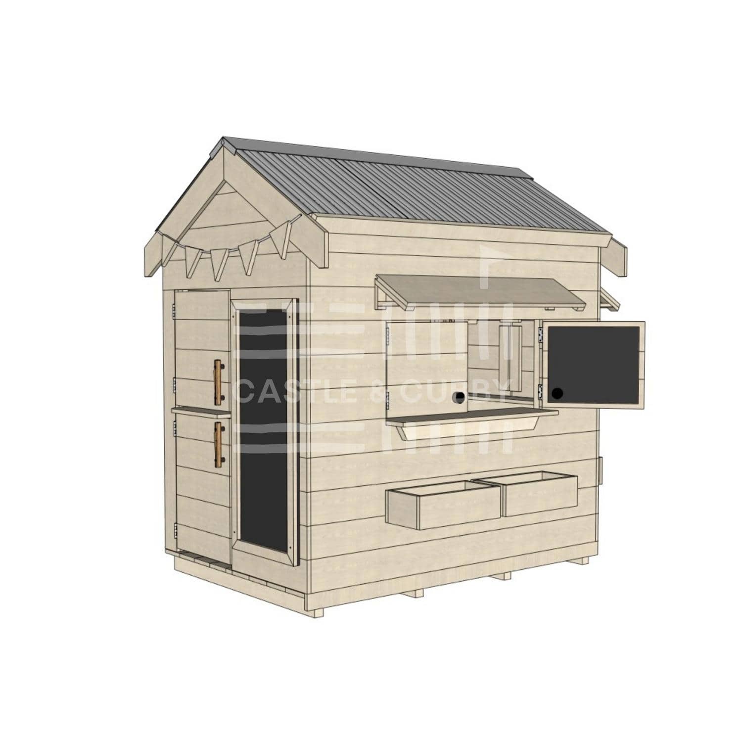 Pitched roof raw wooden cubby house residential and family homes little rectangle accessories