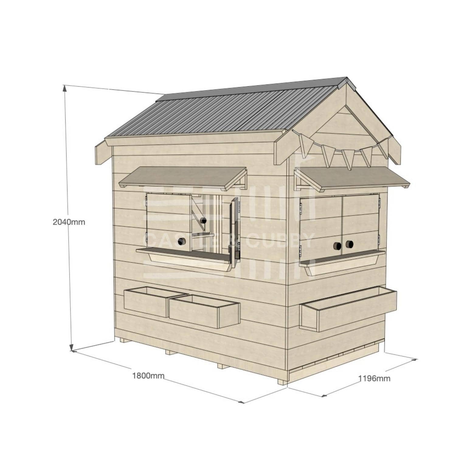 Pitched roof raw wooden cubby house residential and family homes little rectangle dimensions