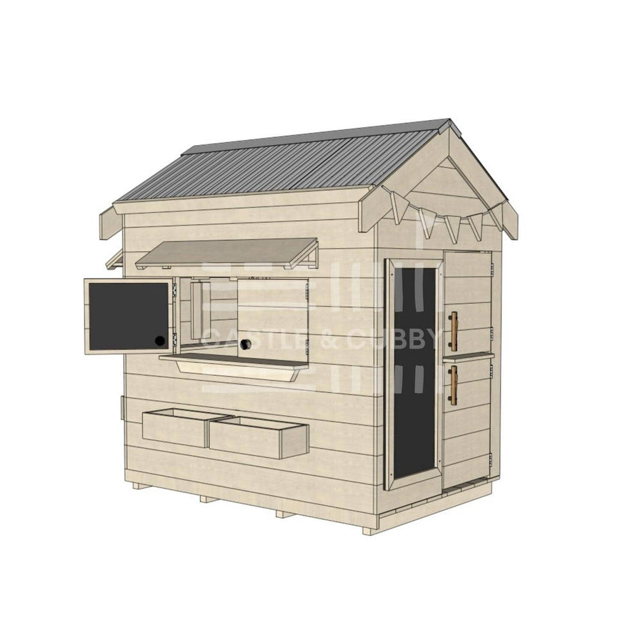 Pitched roof raw wooden cubby house residential and family homes little rectangle accessories