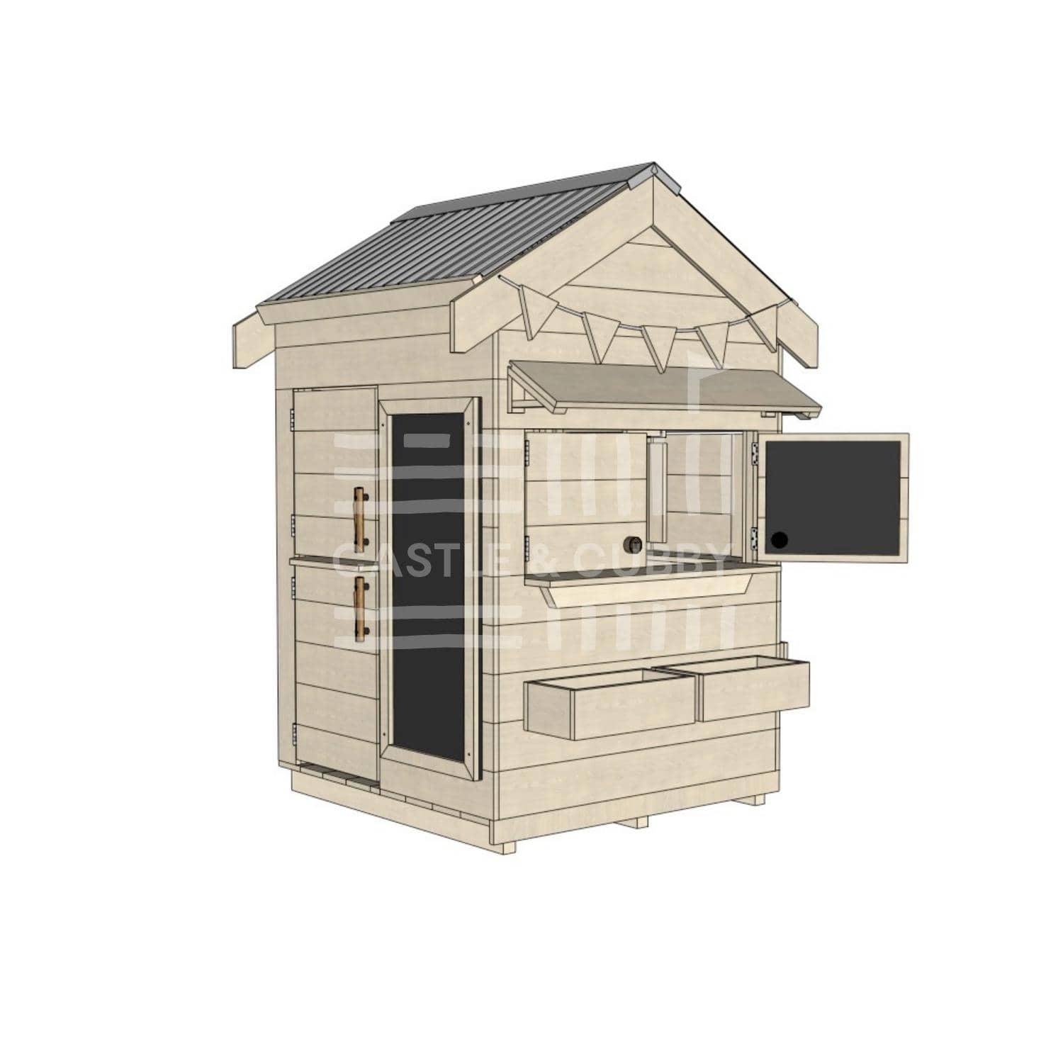 Pitched roof raw wooden cubby house residential and family homes little square accessories