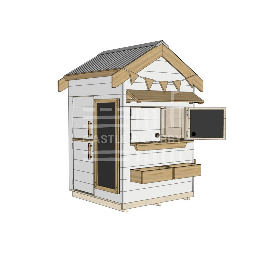 Pitched roof painted wooden cubby house residential and family homes little square accessories