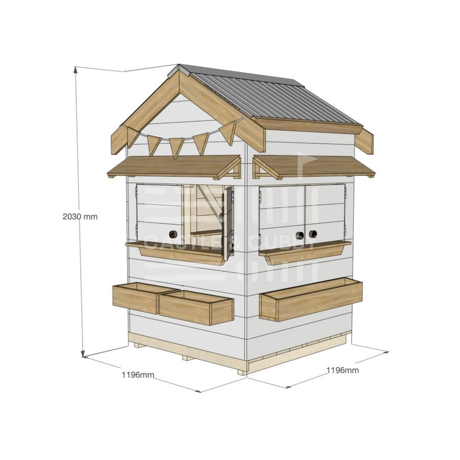 Pitched roof painted wooden cubby house residential and family homes little square dimensions