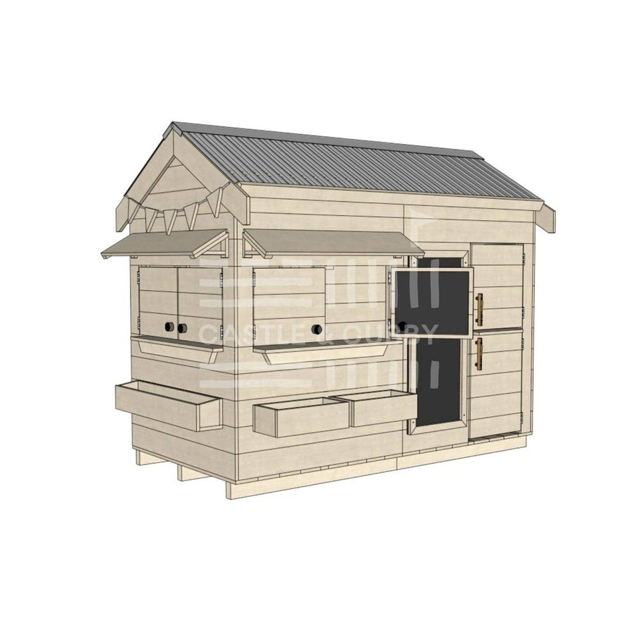 Pitched roof raw wooden cubby house residential and family homes midi rectangle accessories