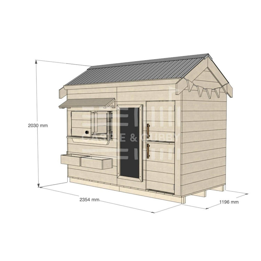 Pitched roof raw wooden cubby house residential and family homes rectangle dimensions