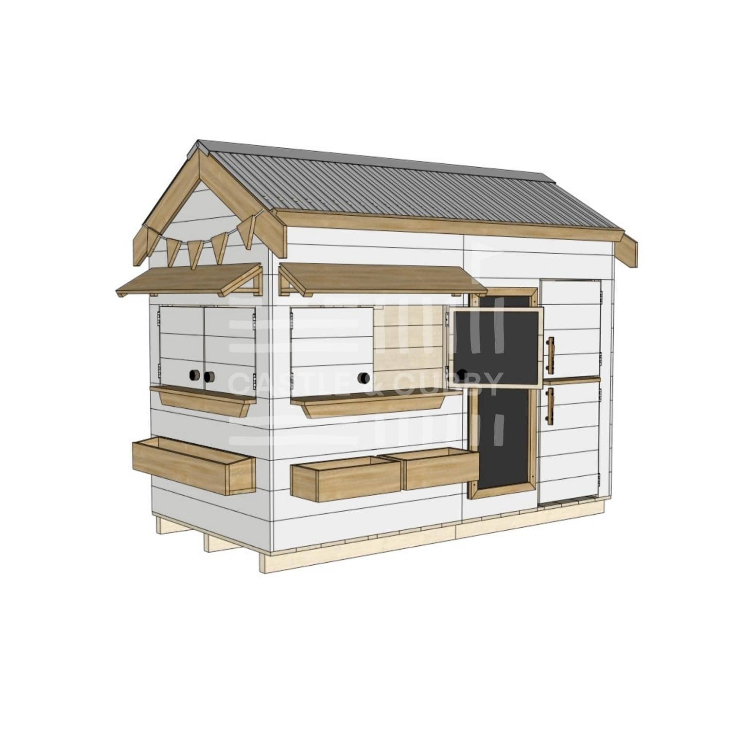 Pitched roof painted wooden cubby house residential and family homes midi rectangle accessories