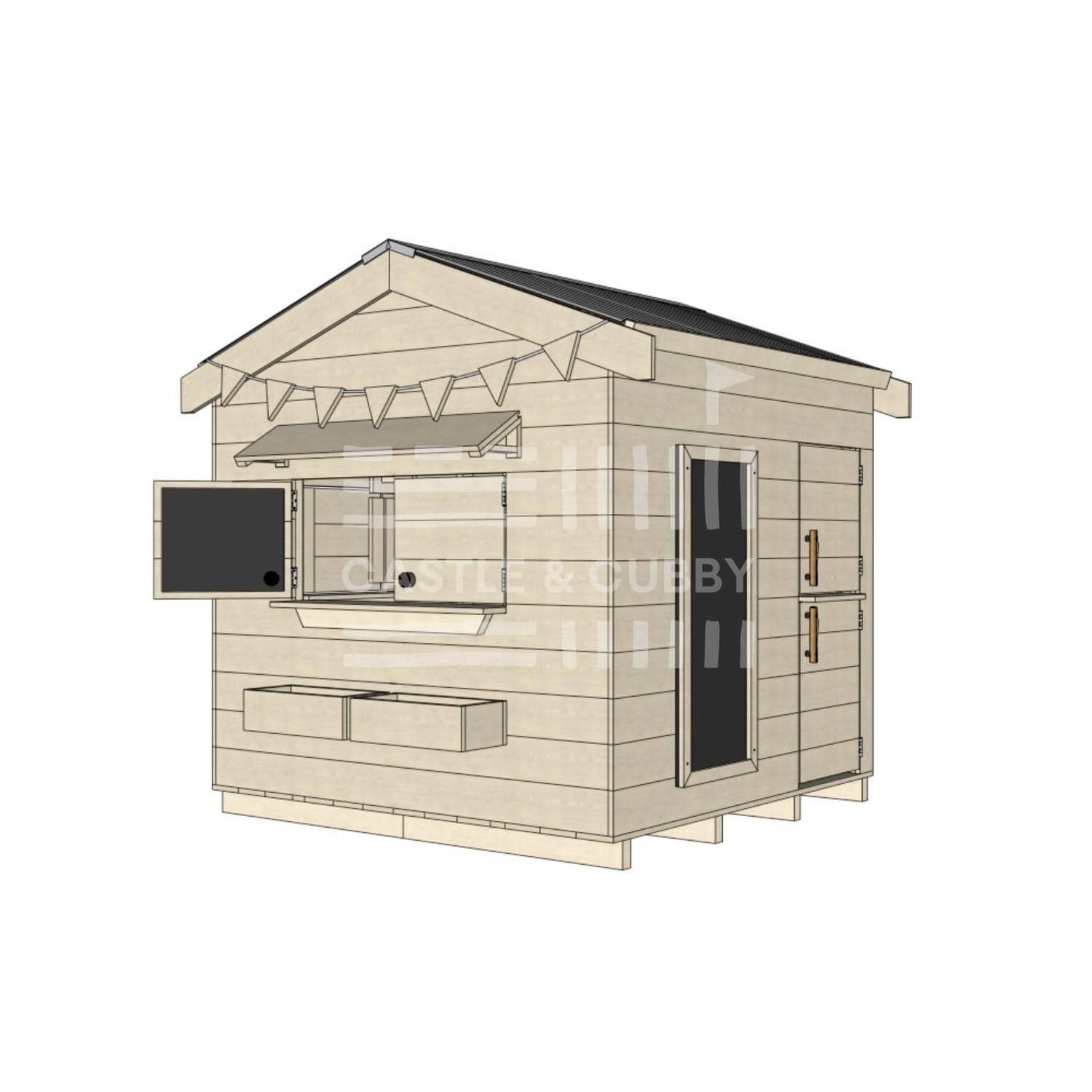 Pitched roof raw wooden cubby house residential and family homes midi square accessories