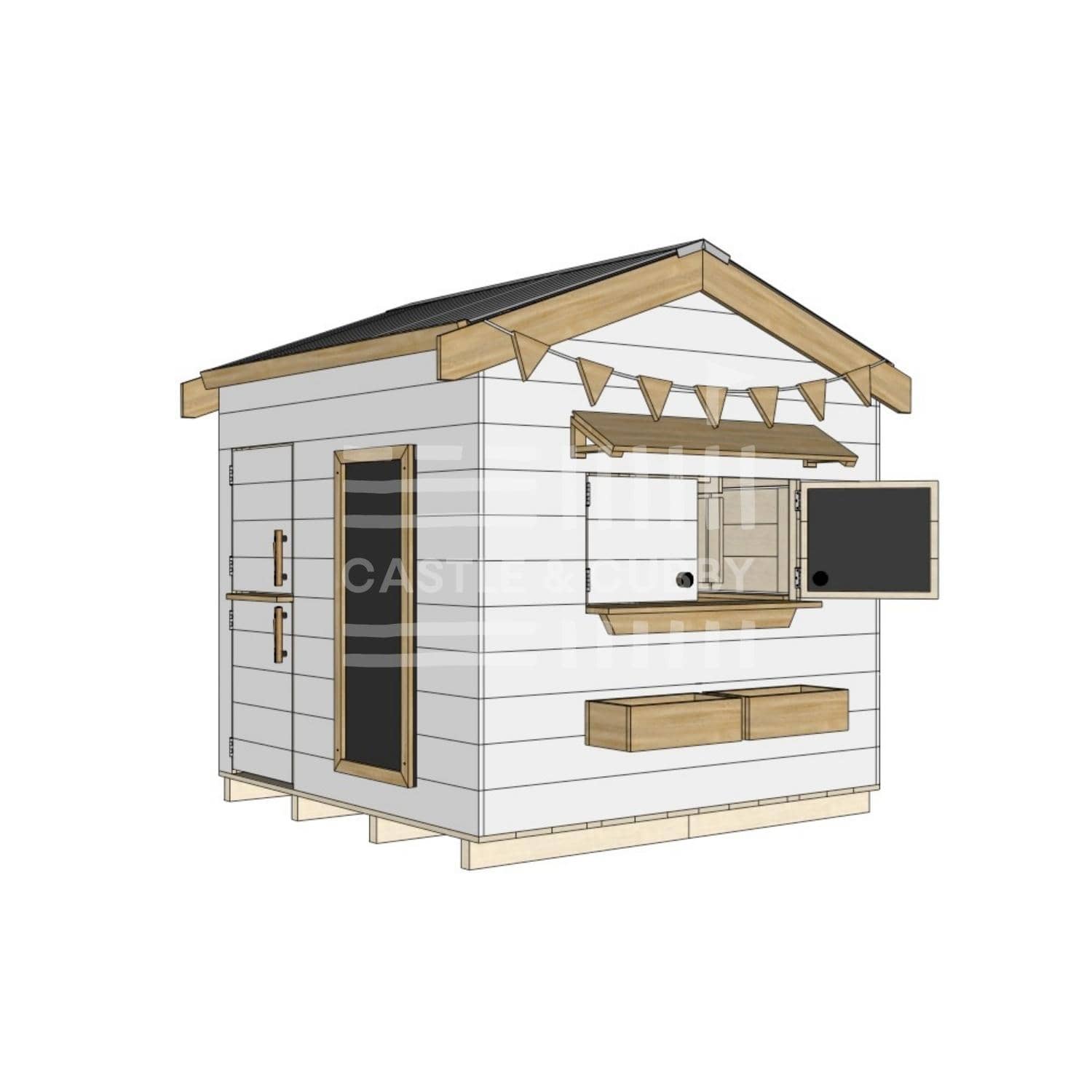 Pitched roof painted wooden cubby house residential and family homes midi square accessories