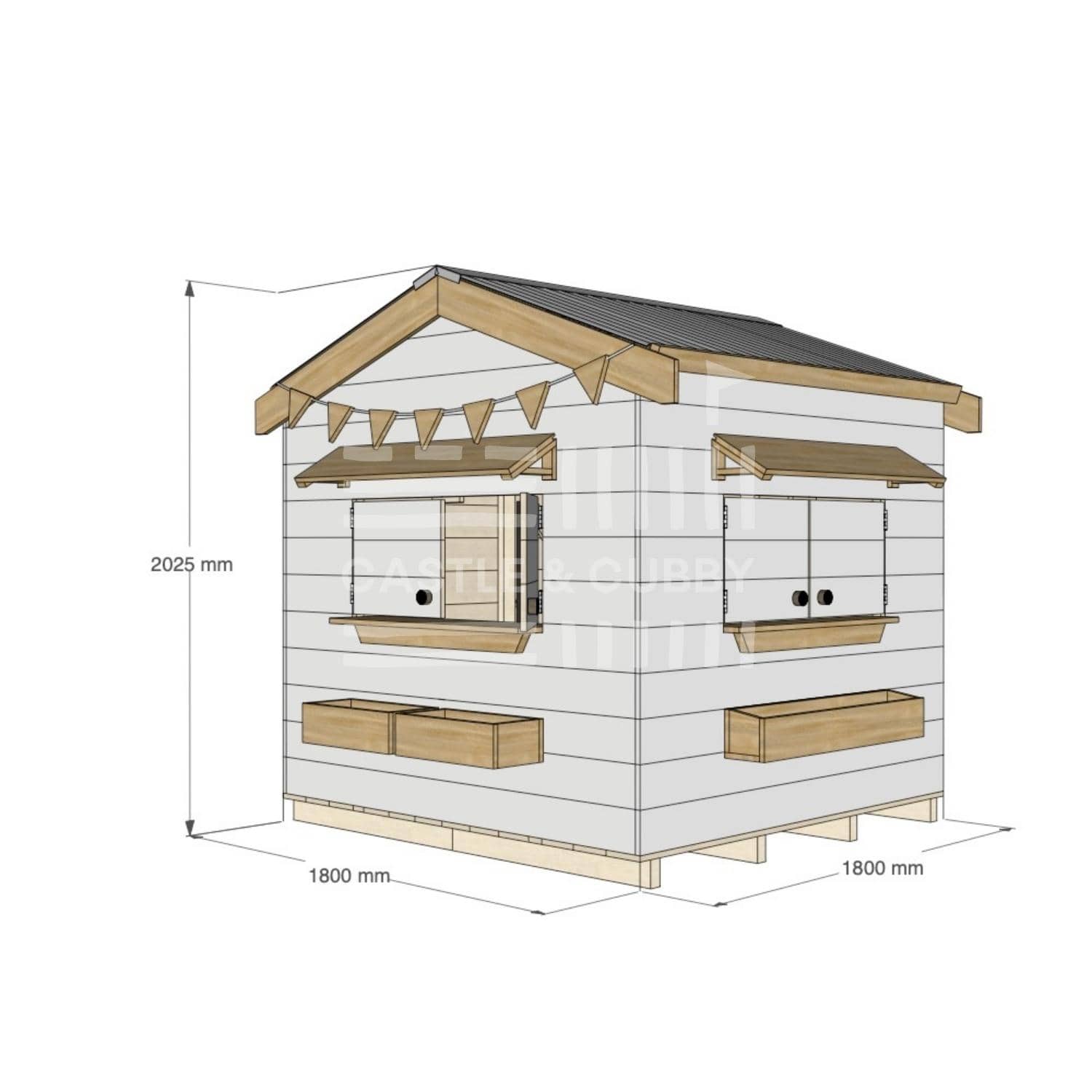 Pitched roof painted wooden cubby house residential and family homes midi square dimensions