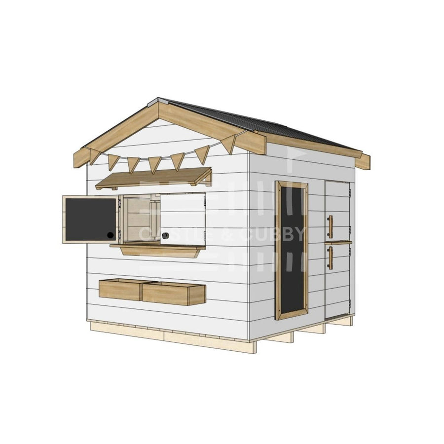 Pitched roof painted wooden cubby house residential and family homes midi square accessories