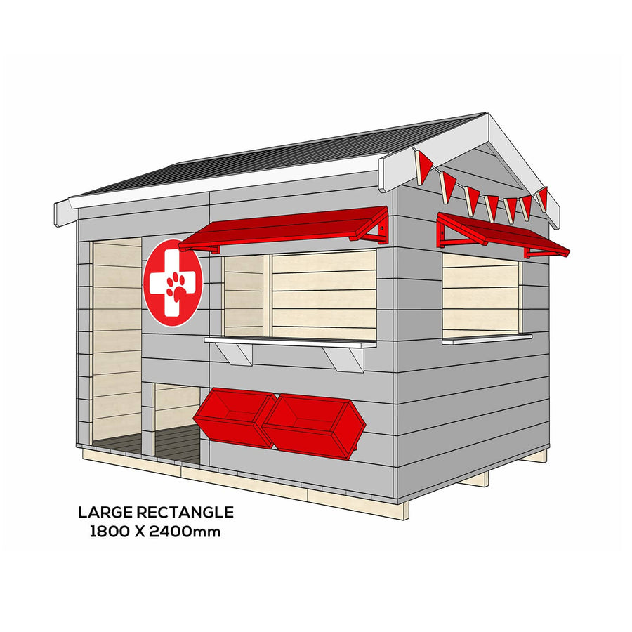 Painted wooden vet themed cubby large rectangle size
