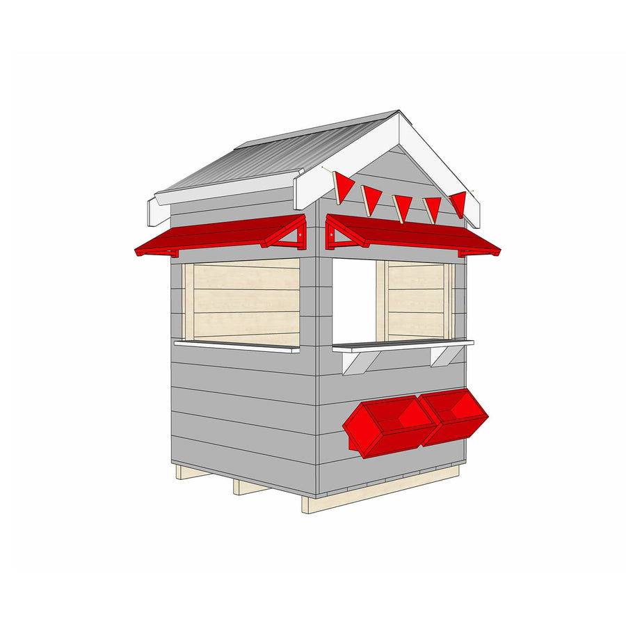 Painted timber vet village cubby house little square size