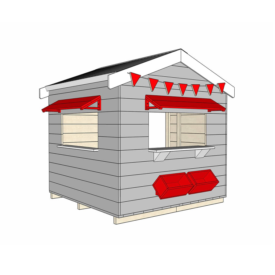 Painted timber vet village cubby house midi square size