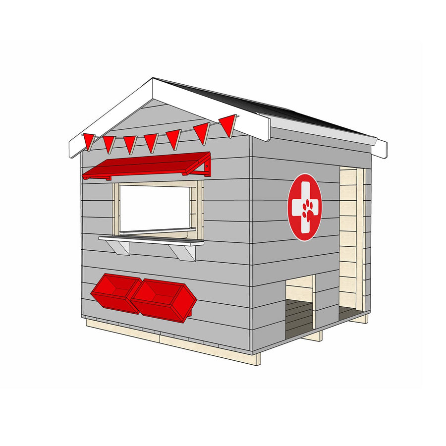 Painted wooden vet themed cubby midi square size