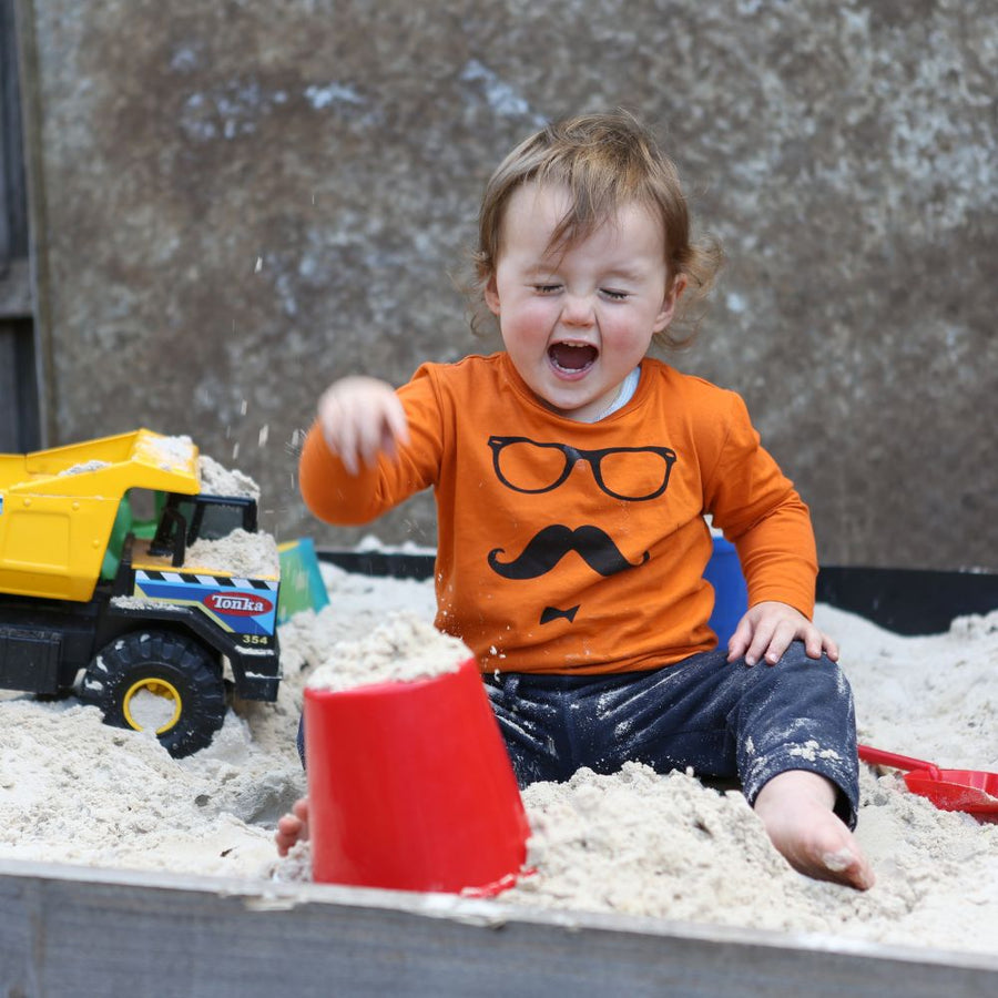 Wooden sandpit with cover