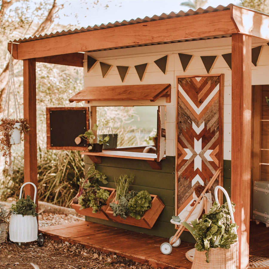 Castle Cubby Painted Timber Cubby House Verandah Roof Decking Accessories