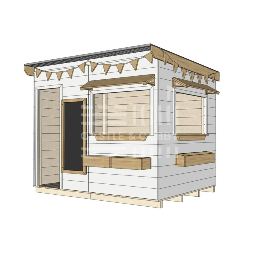 Flat roof painted extra height wooden cubby house commercial education large rectangle accessories