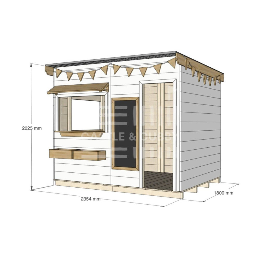 Flat roof painted extra height wooden cubby house commercial education large rectangle