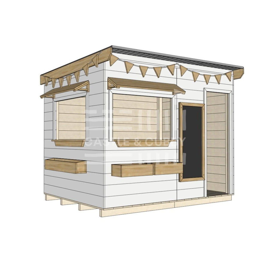 Flat roof painted extra height wooden cubby house commercial education large rectangle dimensions