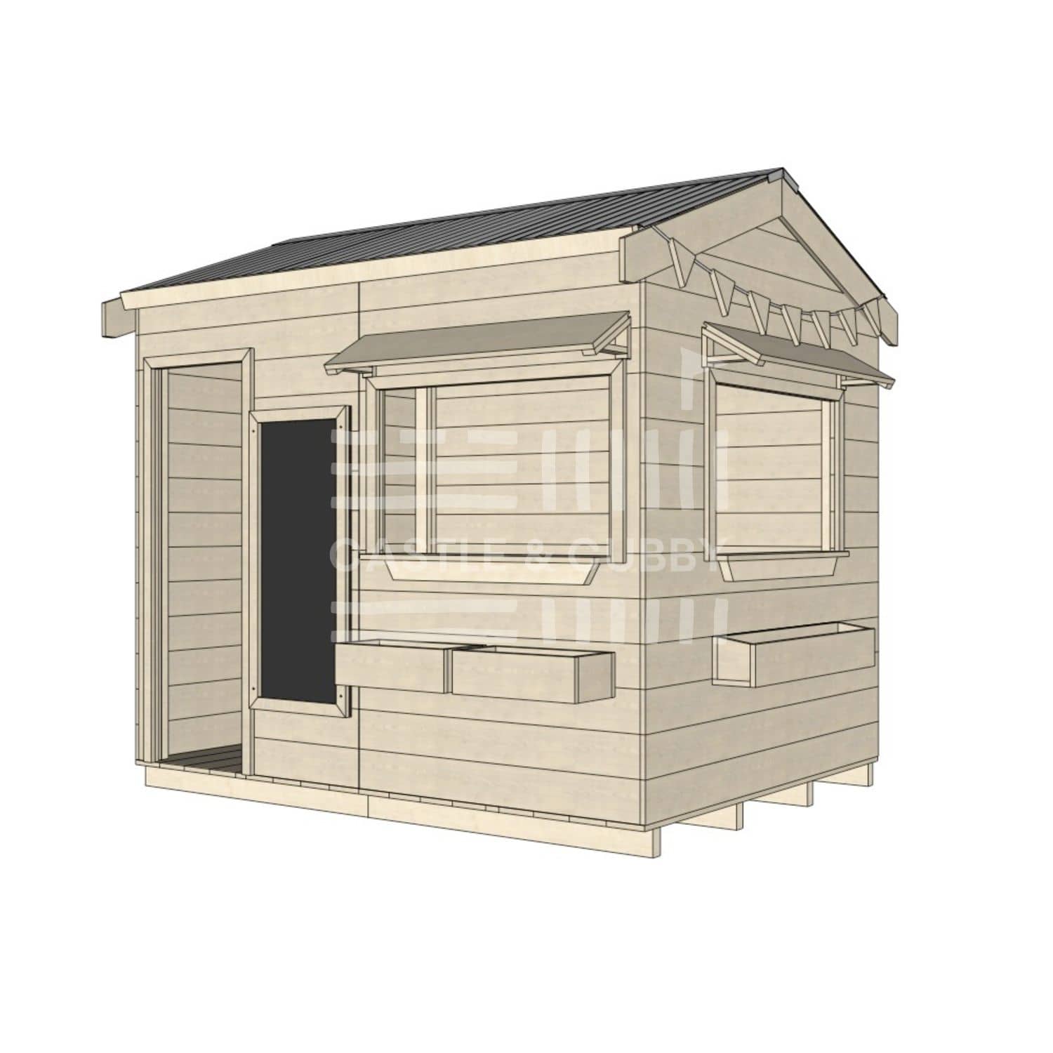 Pitched roof extra height raw wooden cubby house commercial education large rectangle accessories