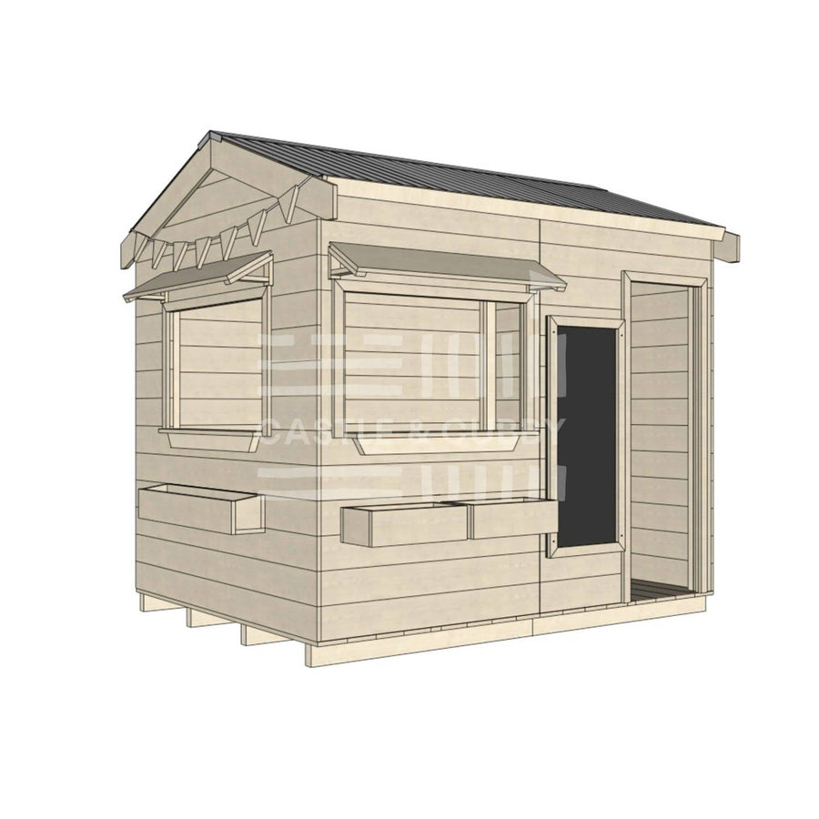 Pitched roof extra height raw wooden cubby house commercial education large rectangle dimensions