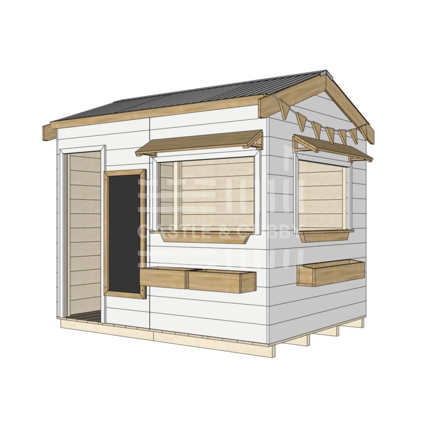 Pitched roof extra height painted wooden cubby house commercial education large rectangle accessories