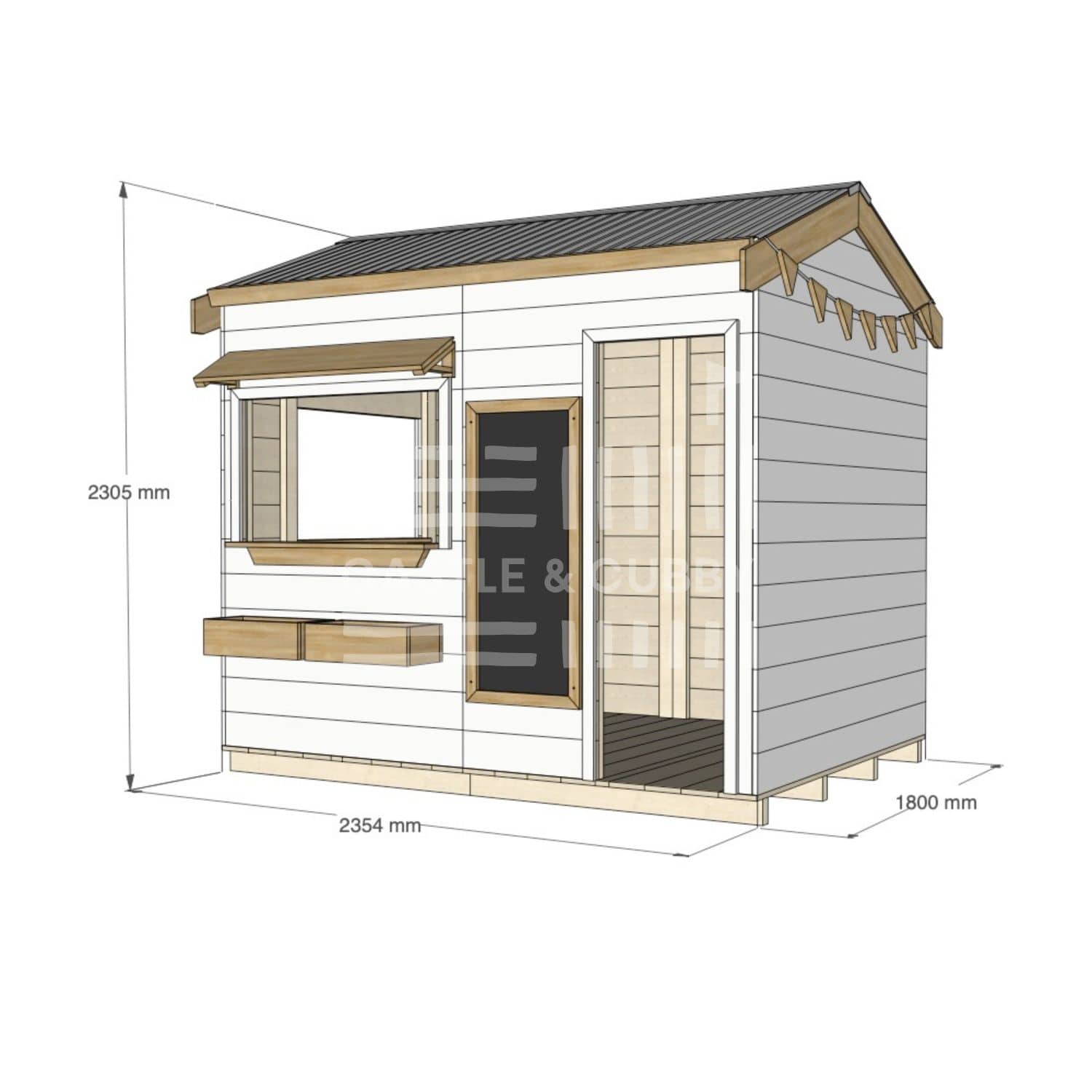 Pitched roof extra height painted wooden cubby house commercial education large rectangle accessories