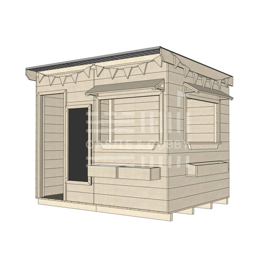 Flat roof raw extra height wooden cubby house commercial education large rectangle accessories