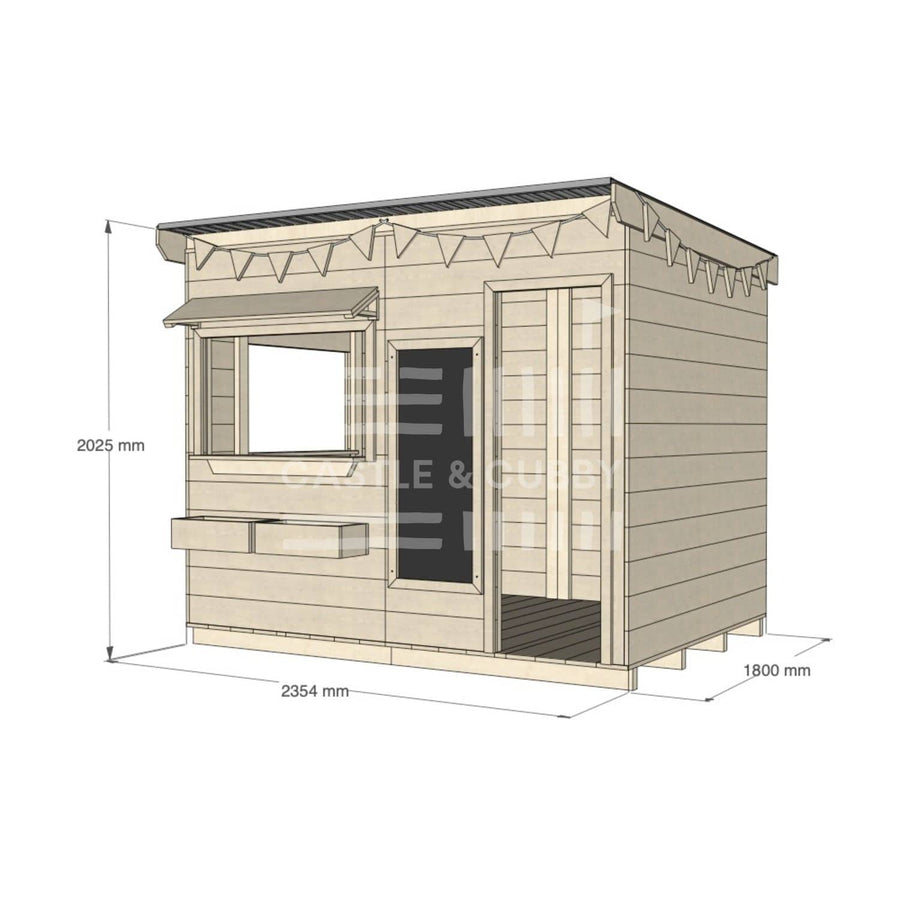 Flat roof painted wooden cubby house commercial education large rectangle accessories