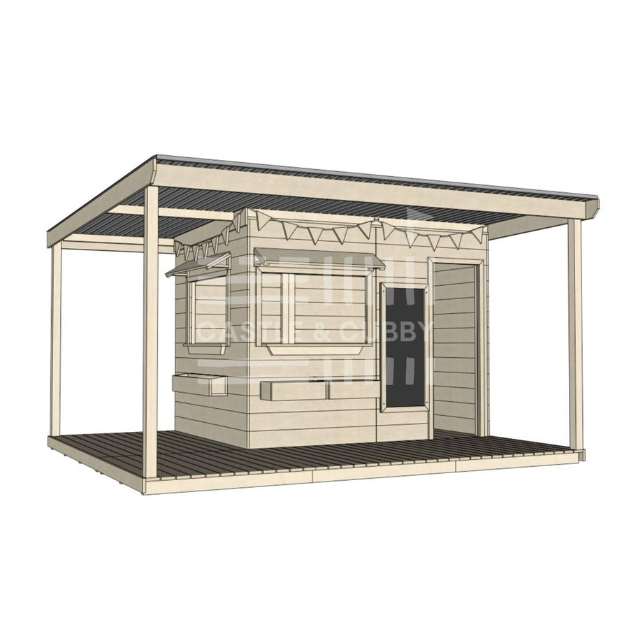 Layout options for extended height large square cubby with wraparound verandah