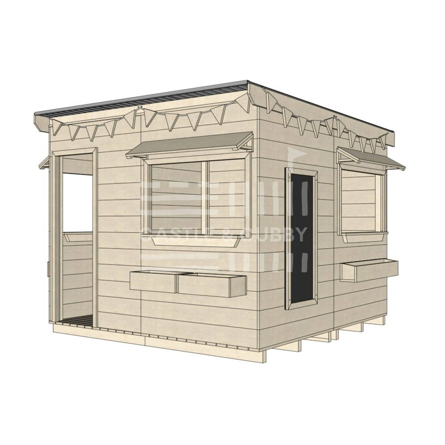 Flat roof raw extra height wooden cubby house commercial education large square accessories