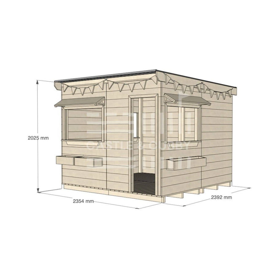 Flat roof raw extra height wooden cubby house commercial education large square dimensions