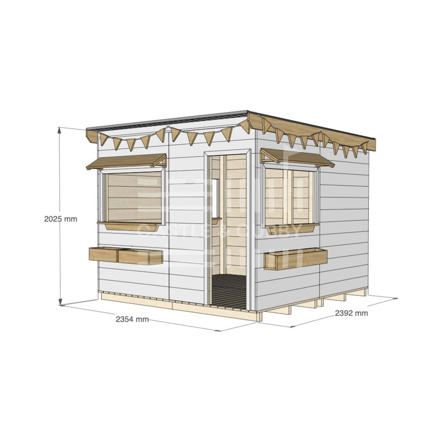 Flat roof painted extra height wooden cubby house commercial education large square