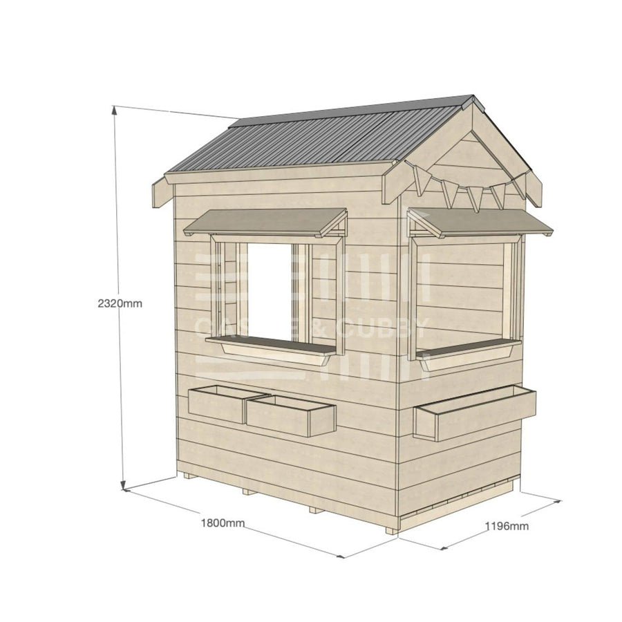 Pitched roof extra height raw wooden cubby house commercial education little rectangle dimensions