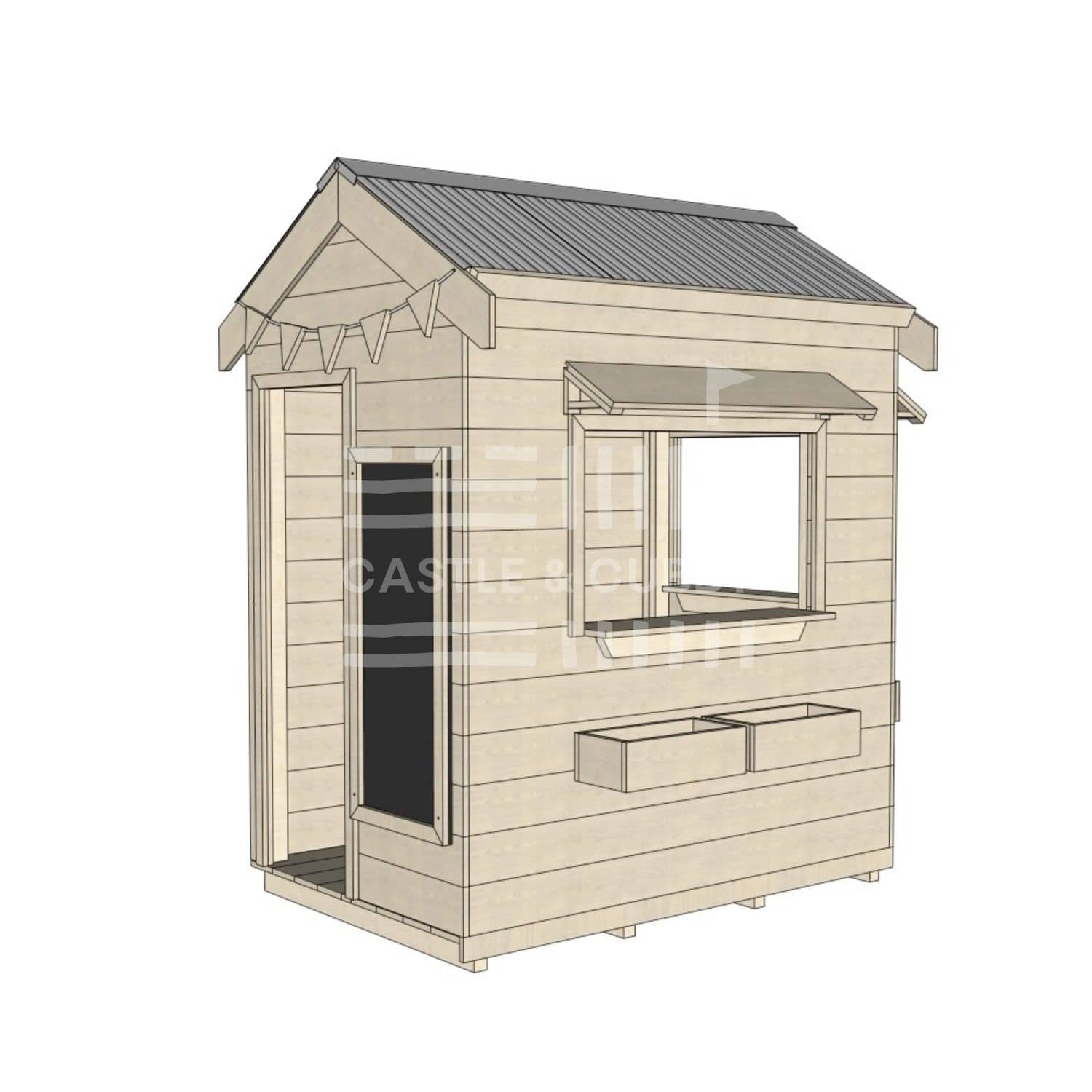 Pitched roof extra height raw wooden cubby house commercial education little rectangle accessories