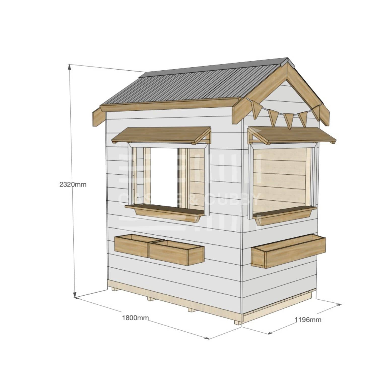 Pitched roof extra height painted wooden cubby house commercial education little rectangle dimensions