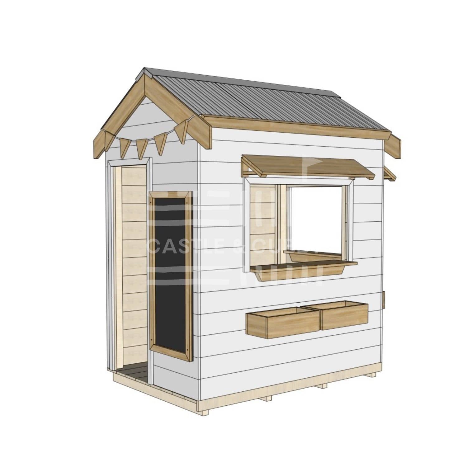 Pitched roof extra height painted wooden cubby house commercial education little rectangle accessories