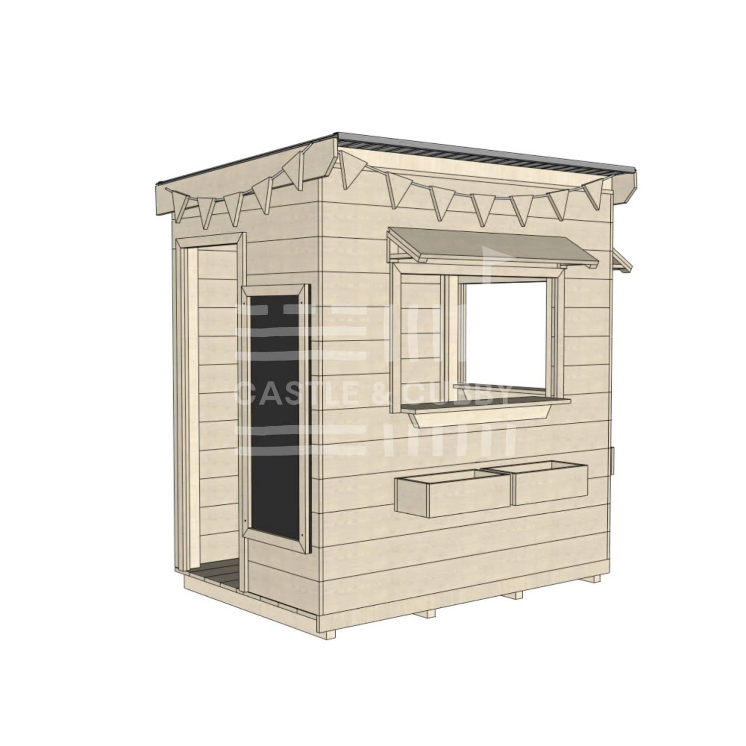 Flat roof raw extra height wooden cubby house commercial education little rectangle accessories