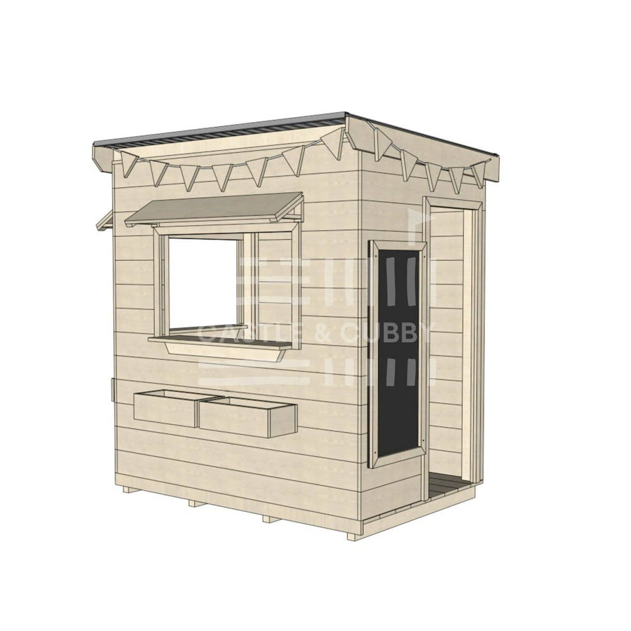 Flat roof raw extra height wooden cubby house commercial education little rectangle