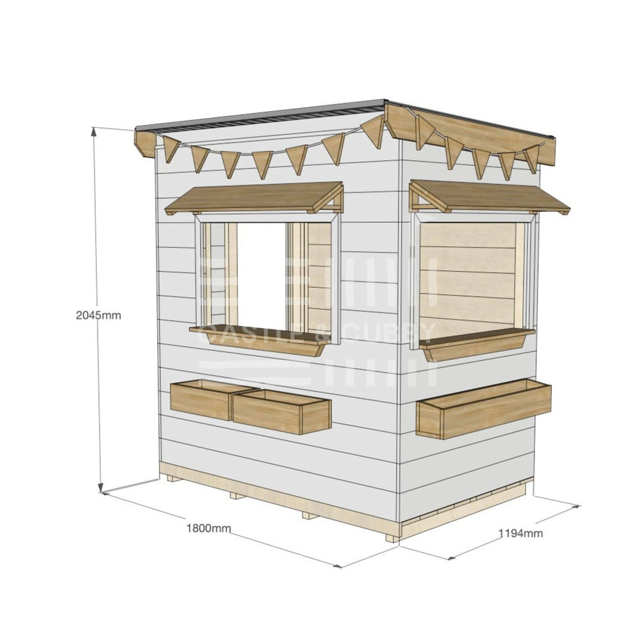 Flat roof painted extra height wooden cubby house commercial education little rectangle dimensions