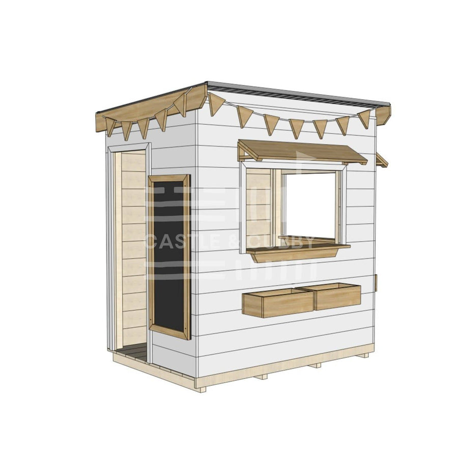 Flat roof painted extra height wooden cubby house commercial education little rectangle accessories