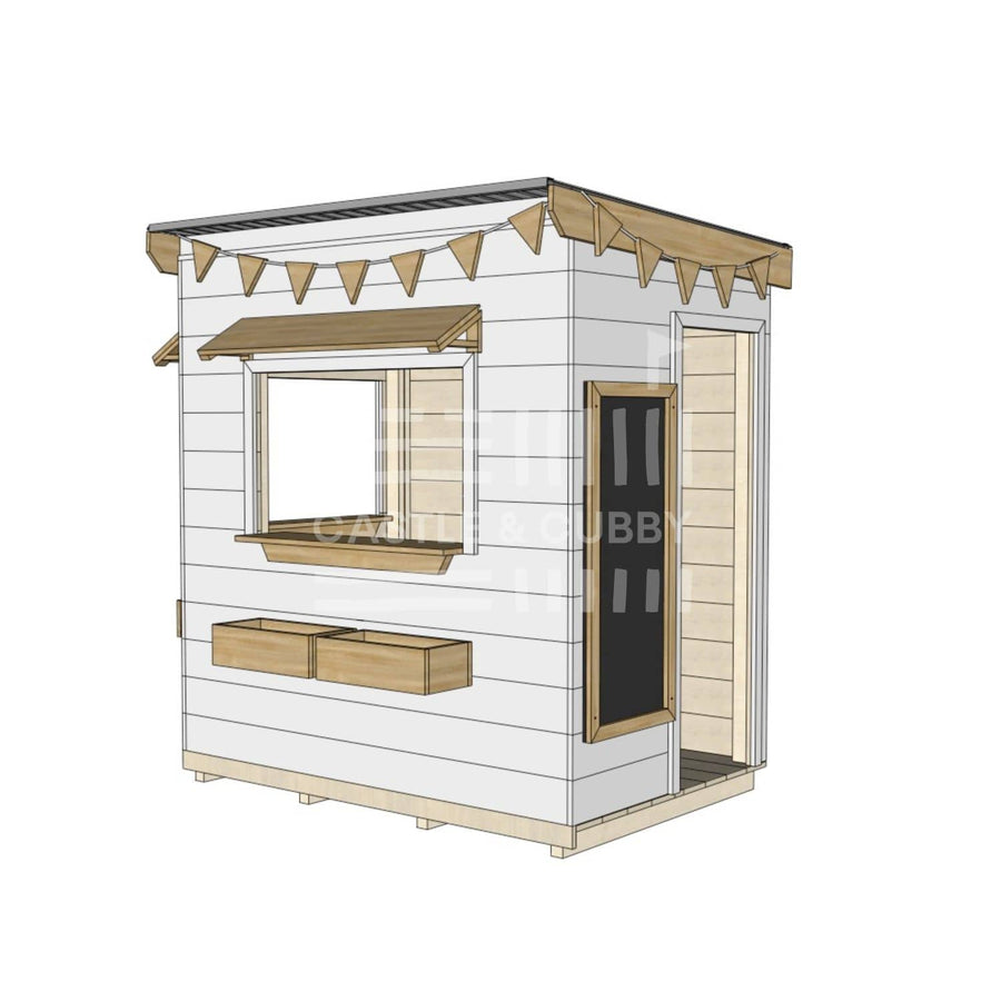 Flat roof painted extra height wooden cubby house commercial education little rectangle